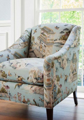Thibaut Grand Palace Linen In Blue & White